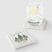 Rustic Woodland Christmas Photo Stenen Onderzetter (Zijkant)