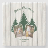 Rustic Woodland Christmas Photo Stenen Onderzetter (Voorkant)