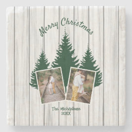 Rustic Woodland Christmas Photo Stenen Onderzetter
