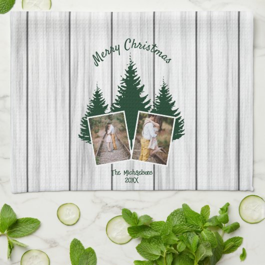 Rustic Woodland Christmas Photo Theedoek (Gevouwen)