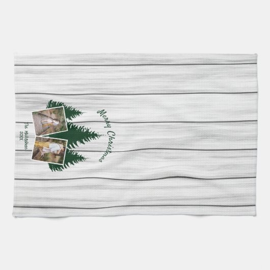 Rustic Woodland Christmas Photo Theedoek (Horizontaal)