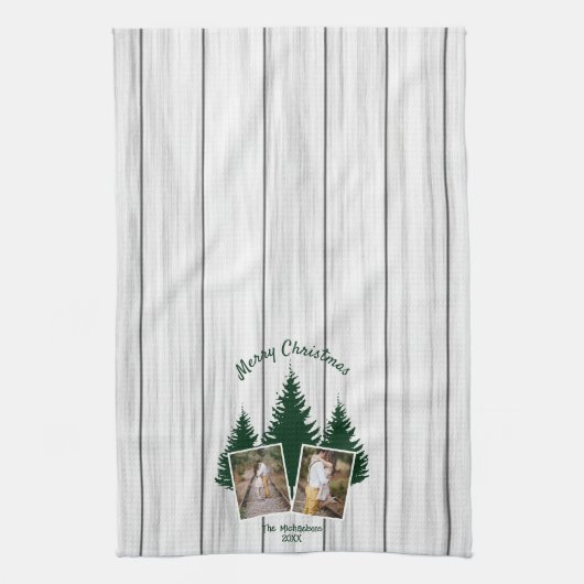 Rustic Woodland Christmas Photo Theedoek (Verticaal)