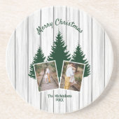 Rustic Woodland Christmas Photo Zandsteen Onderzetter (Voorkant)
