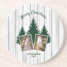 Rustic Woodland Christmas Photo Zandsteen Onderzetter
