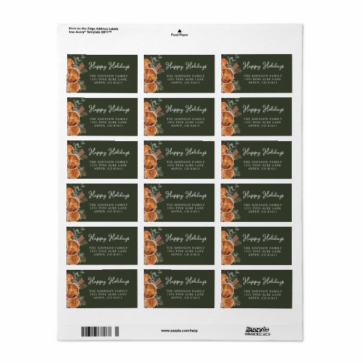 Rustic Woodland Christmas Retouradres Etiket (Full Sheet)