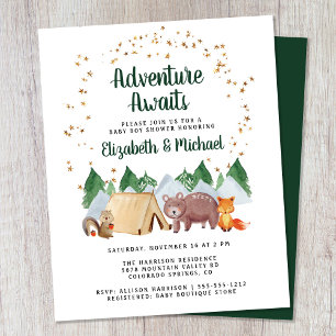 Rustic Woodland Couples Baby shower Uitnodiging