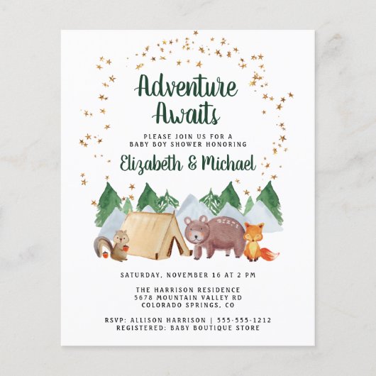 Rustic Woodland Couples Baby shower Uitnodiging (Voorkant)