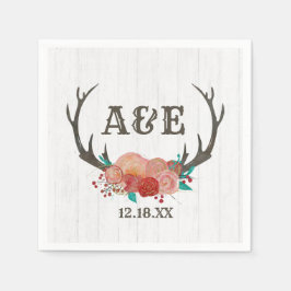 Rustic Woodland Deer Antler Boho Wedding Monogram Servetten