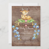 Rustic Woodland Deer Baby shower Invitation Kaart (Voorkant)