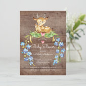 Rustic Woodland Deer Baby shower Invitation Kaart (Staand voorkant)
