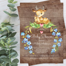 Rustic Woodland Deer Baby shower Invitation