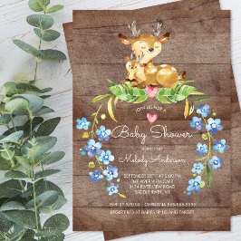 Rustic Woodland Deer Baby shower Invitation Kaart