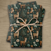 Rustic Woodland Deer & Christmas Pine Tree  Inpakpapier Vel
