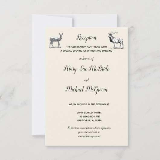 Rustic Woodland Deer Design Reception Kaart (Voorkant)