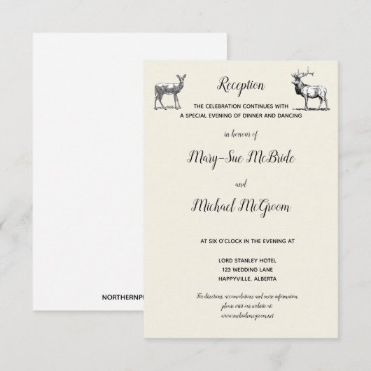 Rustic Woodland Deer Design Reception Kaart (Voorkant / Achterkant)