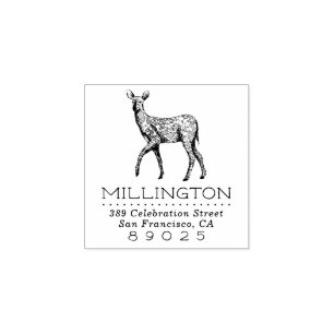 Rustic Woodland Deer Familienaam Return Address Rubberstempel