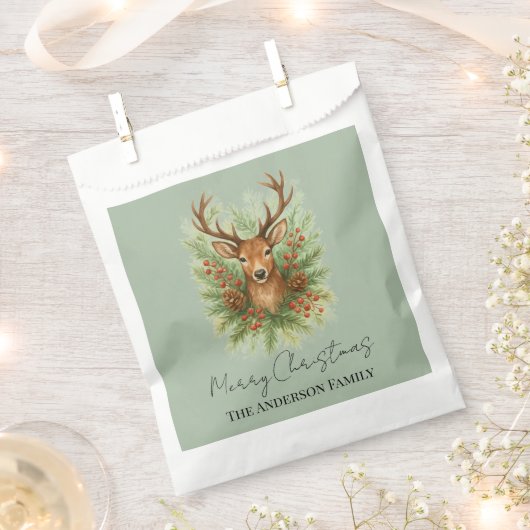 Rustic Woodland Deer Head with Winter Foliage - Bedankzakje (Geknipt)
