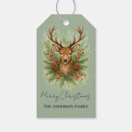 Rustic Woodland Deer Head with Winter Foliage -  Cadeaulabel