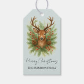 Rustic Woodland Deer Head with Winter Foliage -  Cadeaulabel (Voorkant)