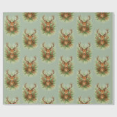 Rustic Woodland Deer Head with Winter Foliage -  Cadeaupapier (Vlak)