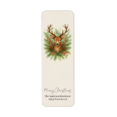 Rustic Woodland Deer Head with Winter Foliage - Etiket (Voorkant)