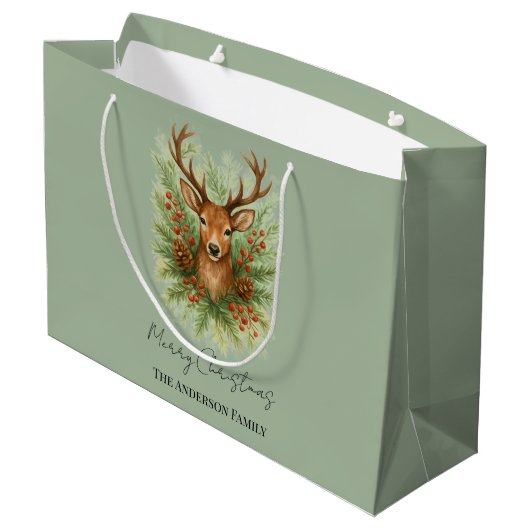 Rustic Woodland Deer Head with Winter Foliage -  Groot Cadeauzakje (Achterkant Gekanteld)
