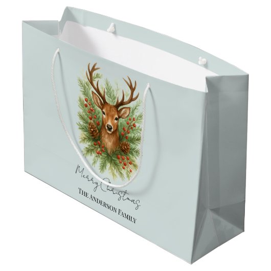 Rustic Woodland Deer Head with Winter Foliage -  Groot Cadeauzakje (Achterkant Gekanteld)