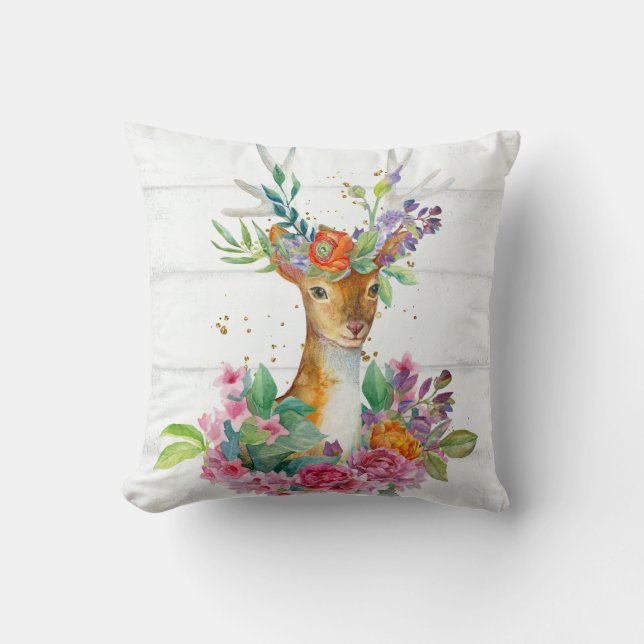 Rustic Woodland Deer Kussen (Voorkant)