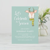 Rustic Woodland Deer met Scarf Holiday Party Kaart (Staand voorkant)