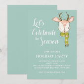 Rustic Woodland Deer met Scarf Holiday Party Kaart (Voorkant / Achterkant)