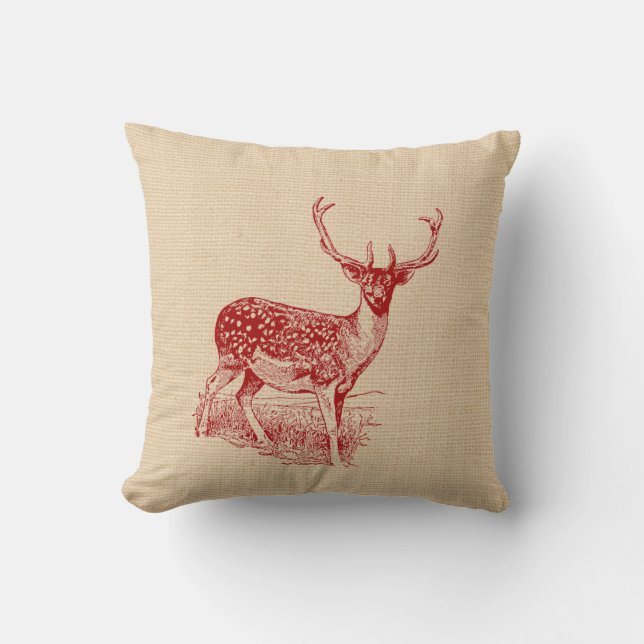 Rustic Woodland Deer Pillow Kussen (Voorkant)