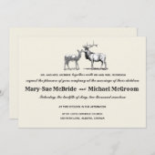 Rustic Woodland Deer Wedding Invitation Kaart (Voorkant / Achterkant)