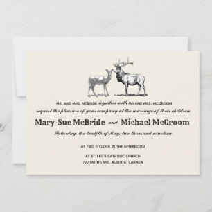 Rustic Woodland Deer Wedding Invitation Kaart