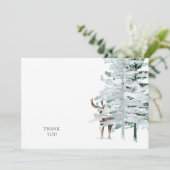 Rustic Woodland Deer & Wood Hartelijk dank Bedankkaart (Staand voorkant)