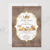 Rustic Woodland Dieren Neutraal Baby shower Kaart (Voorkant)