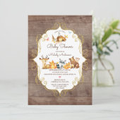 Rustic Woodland Dieren Neutraal Baby shower Kaart (Staand voorkant)