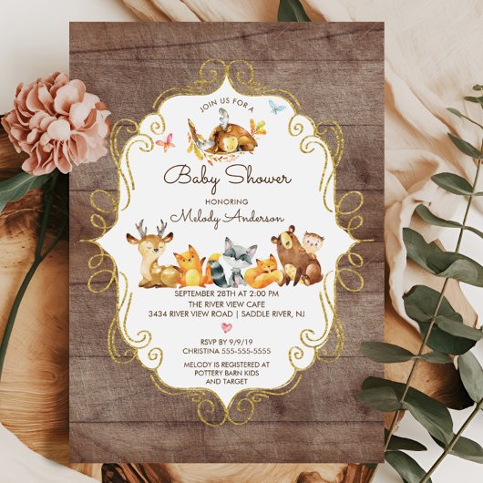 Rustic Woodland Dieren Neutraal Baby shower Kaart