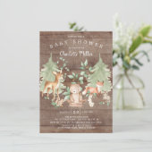 Rustic Woodland Dieren Neutraal Baby shower Kaart (Staand voorkant)