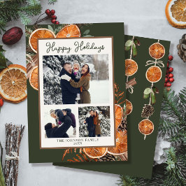 Rustic Woodland Drie Foto Kerstvakantie Kaart