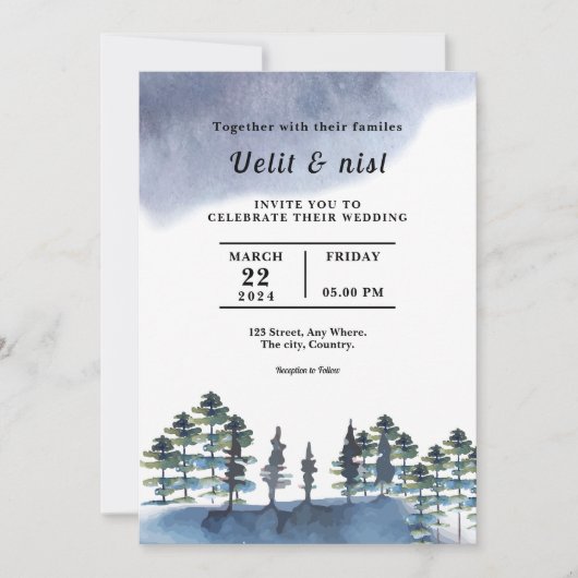 Rustic Woodland Editable Invitation Kaart (Voorkant)