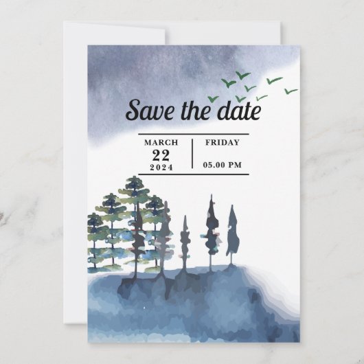 Rustic Woodland Editable Invitation Kaart (Achterkant)