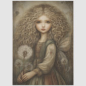 Rustic Woodland Fairy with Dandelions Fantasy Art Tissuepapier (Voorkant)