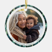 Rustic Woodland Familie Kerstfoto Keramisch Ornament (Voorkant)