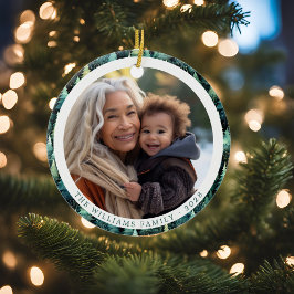 Rustic Woodland Familie Kerstfoto Keramisch Ornament