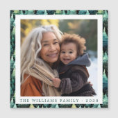 Rustic Woodland Familie Kerstfoto Magneet (Voorkant)
