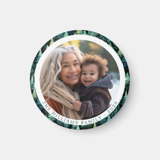 Rustic Woodland Familie Kerstfoto Magneet