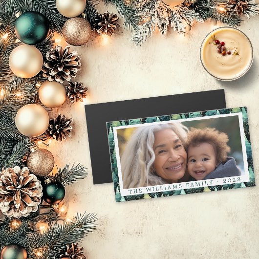 Rustic Woodland Familie Kerstfoto Magneet