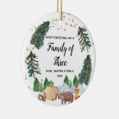 Rustic Woodland Familie van Drie met Foto Keramisch Ornament (Rechts)