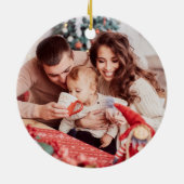 Rustic Woodland Familie van Drie met Foto Keramisch Ornament (Achterkant)