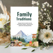 Rustic Woodland Family Traditions baby shower teke Reclamebord Met Voetstuk